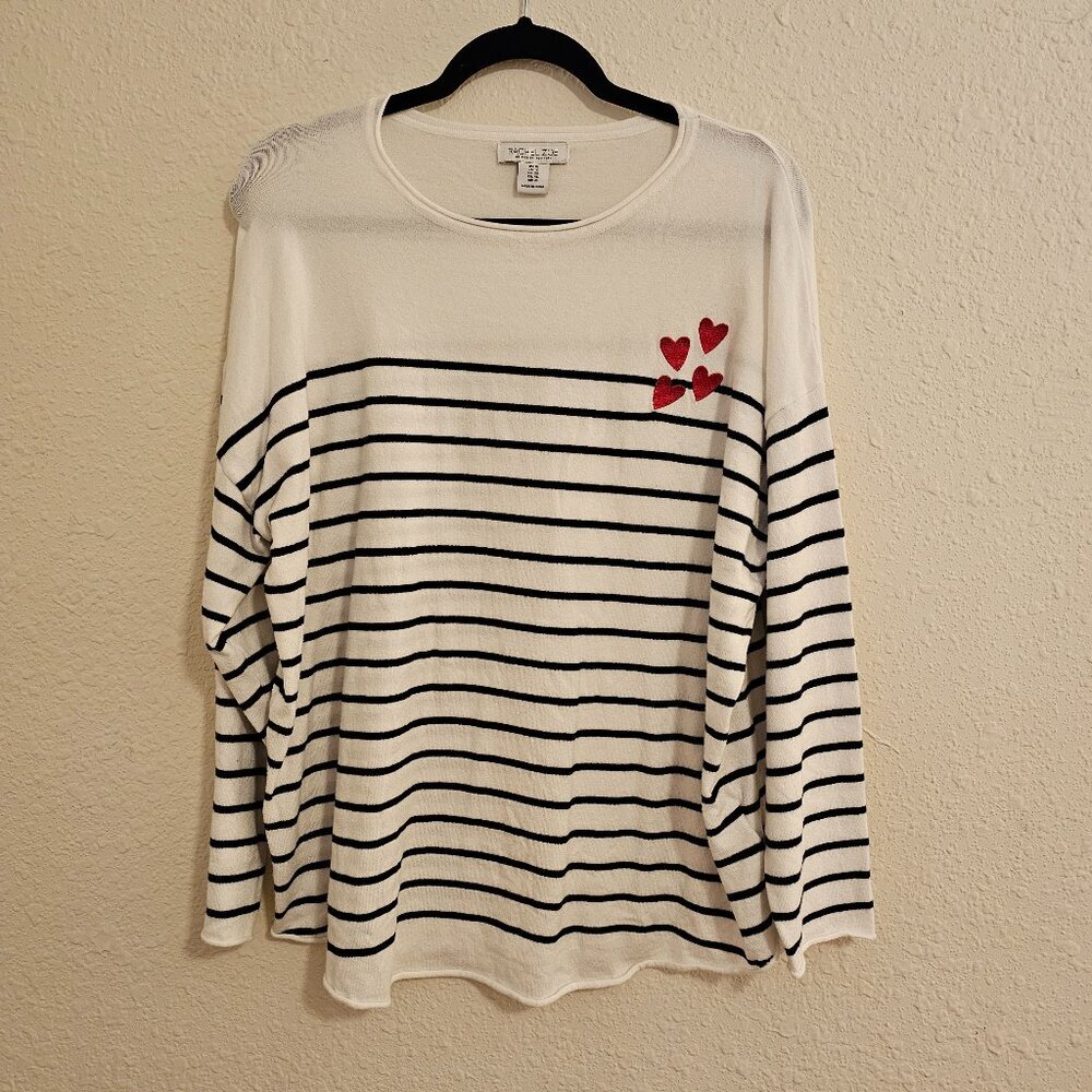 Rachel Zoe Long Sleeve Sweater Top 1X Plus Size Stripped